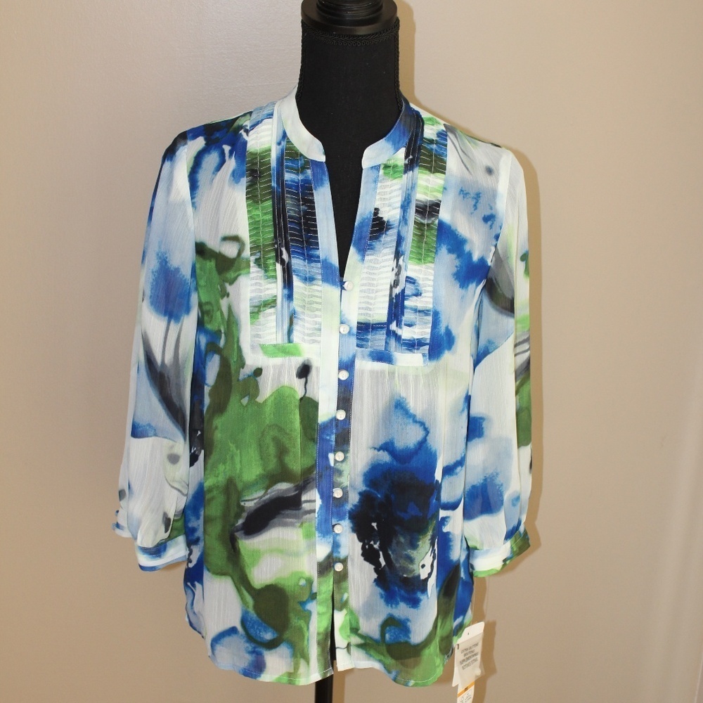 Jones of New York Petite Small Floral Blouse